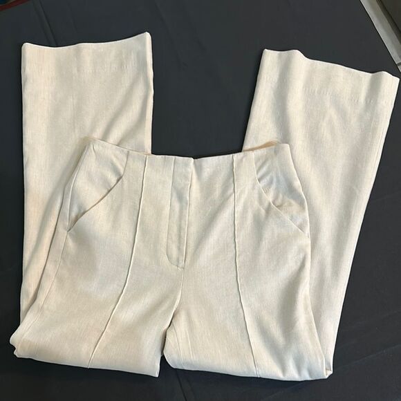 Veronica Beard Elegant Cream Linen Pants Size 6 - Picture 8 of 10
